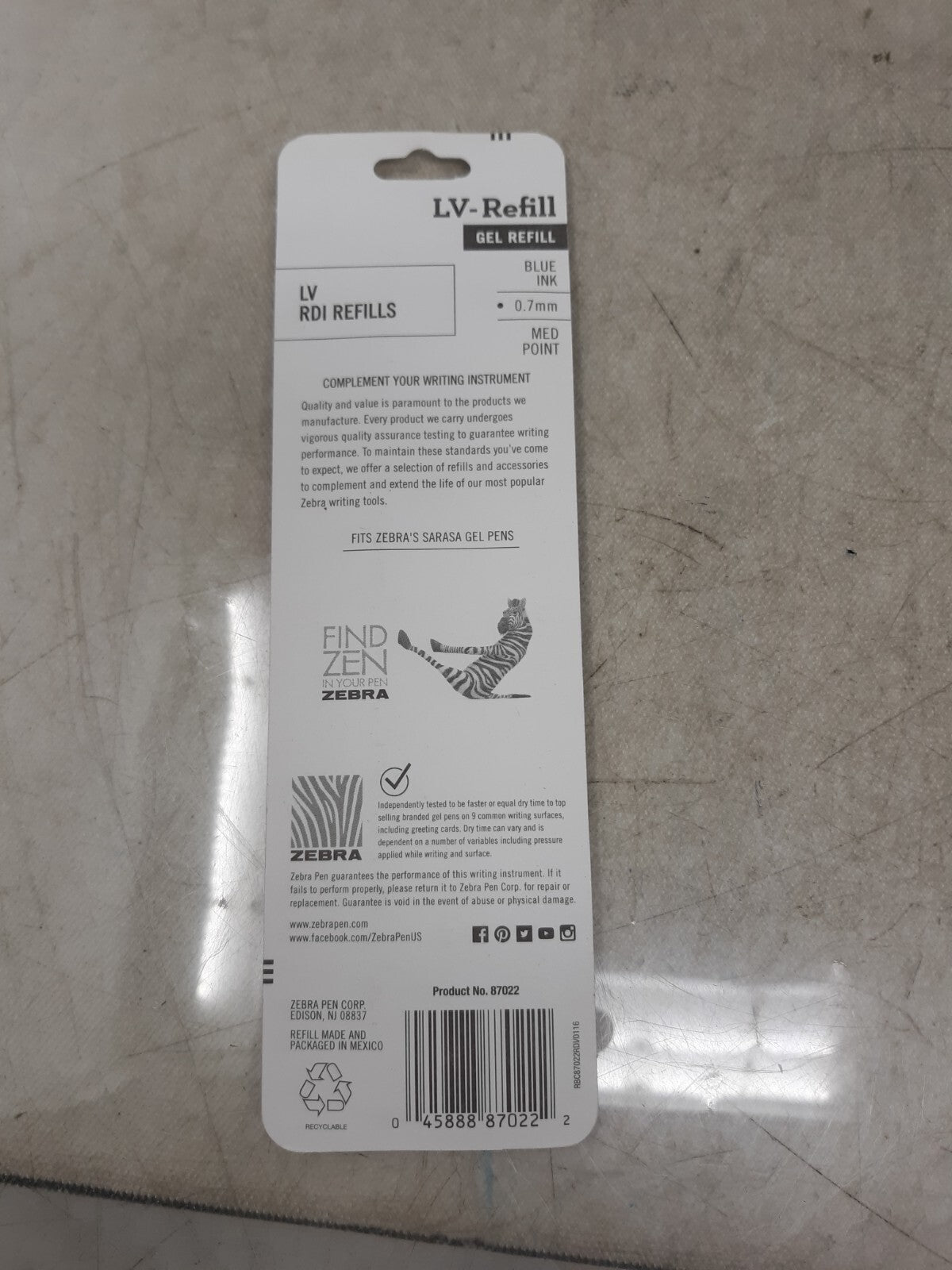 Pk/2 Zebra LV (JF) Gel Refills #87012, 0.7mm Medium, Black