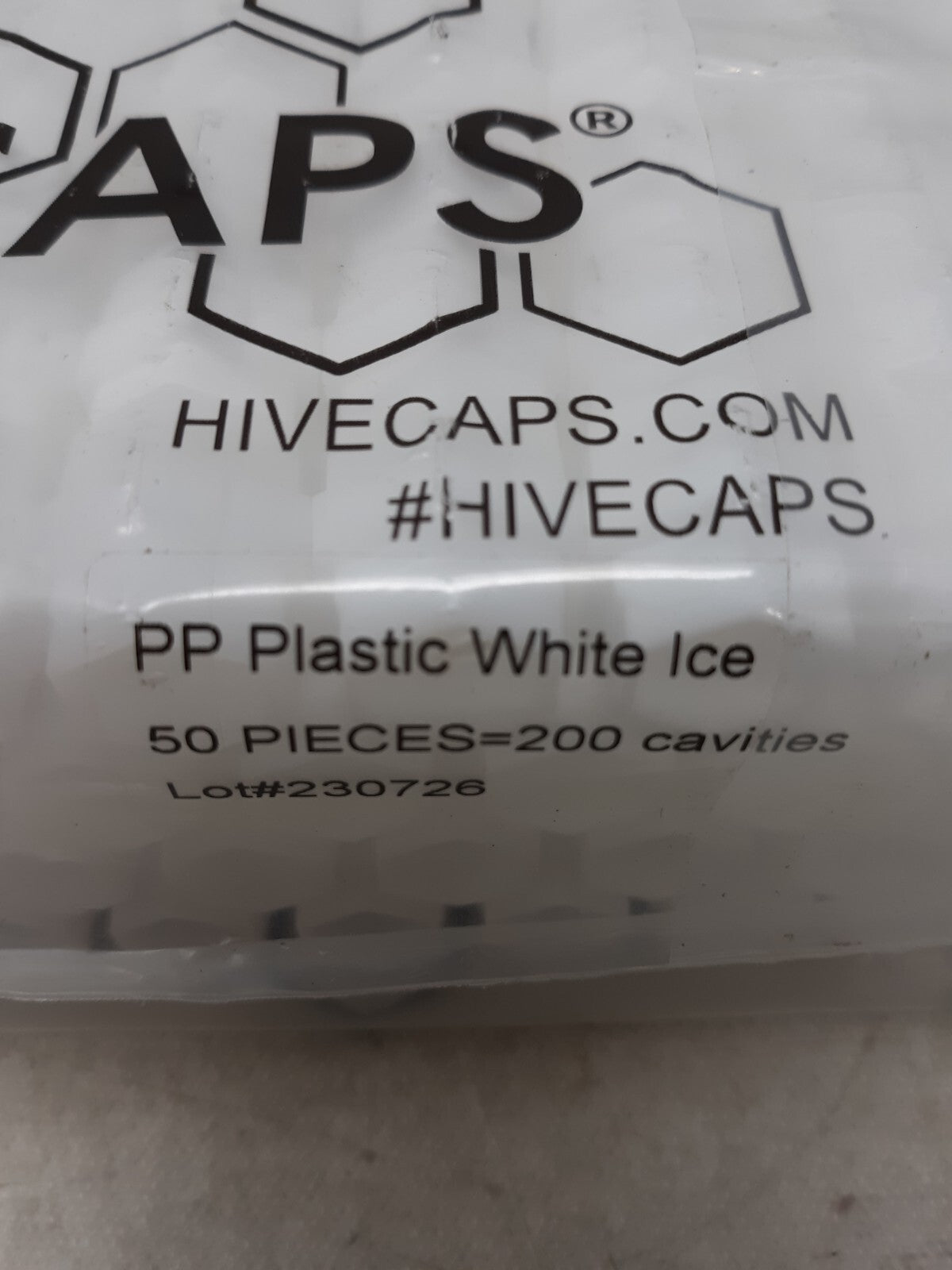 Hive Caps Deep Bag of 200 Ink Caps (50 Pieces) - Plastic White Ice