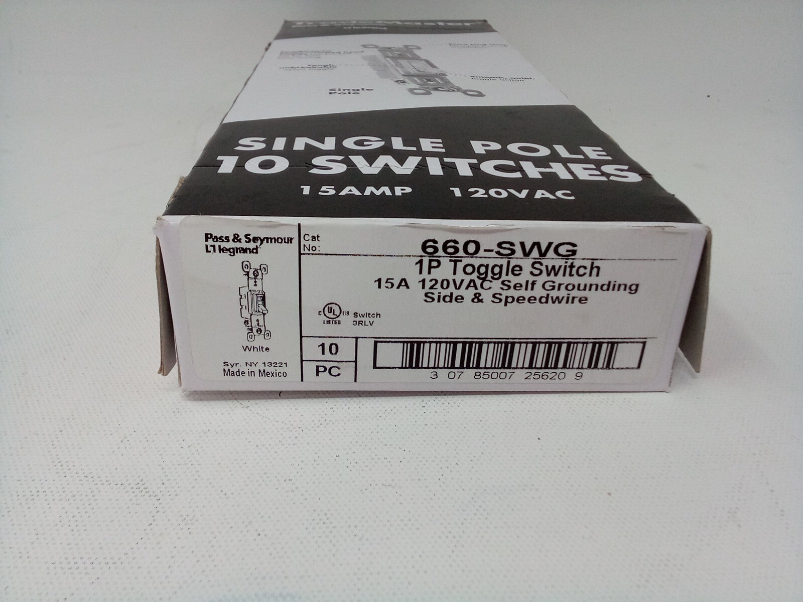 Pass & Seymour TradeMaster Legrand Single Pole Light Switch 15amp 10pk