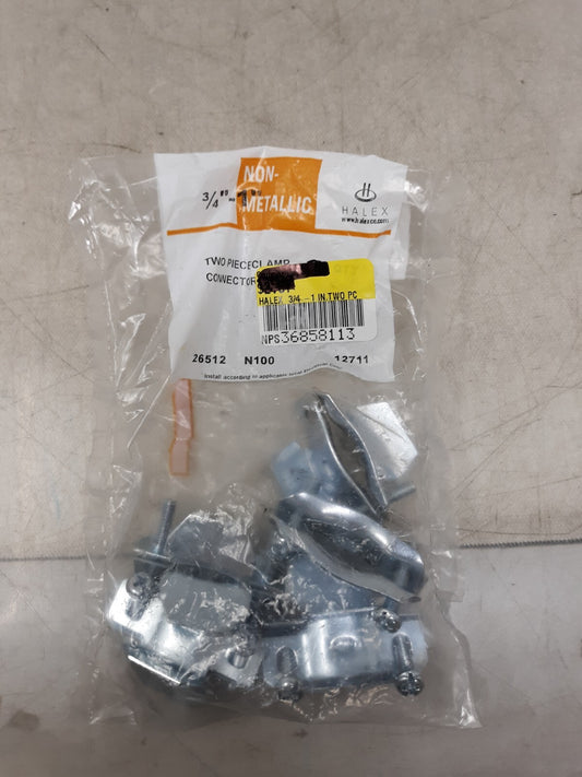 Lot of 3 (5-Pk) Halex 2-Piece Clamp Connector Steel Non-Metallic 3/4" - 1" 26512