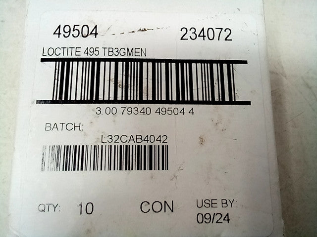 Loctite 0.11 Oz Tube Clear Instant Adhesive - Series 495, 20 Sec Fixture Time, 2