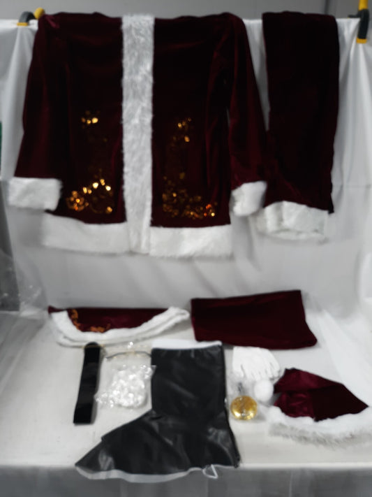Deluxe Velvet Santa Suit for Adults - 11 Pieces, XL