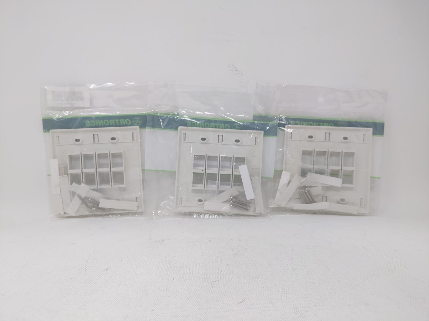 Ortronics (3 pack) OR-KSFP8 Dual 2-Gang 8-Port Wall Plate, Fog White
