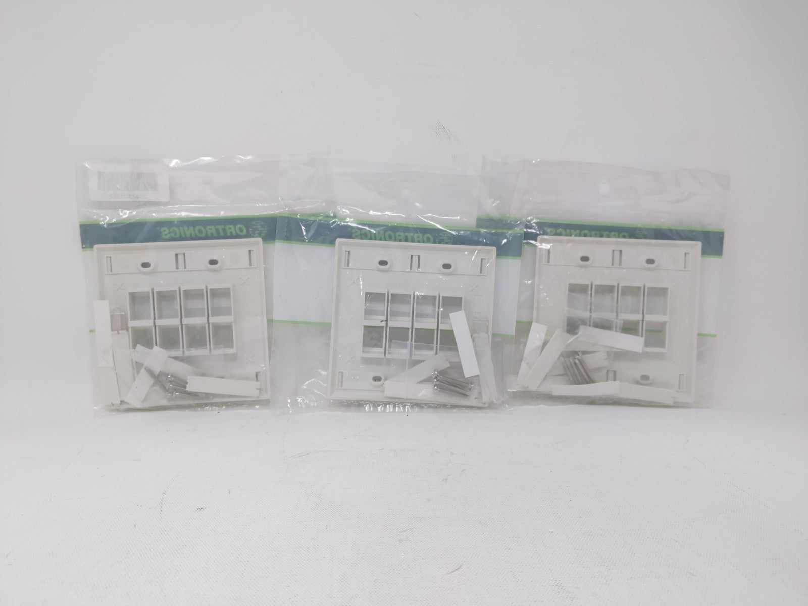 Ortronics (3 pack) OR-KSFP8 Dual 2-Gang 8-Port Wall Plate, Fog White