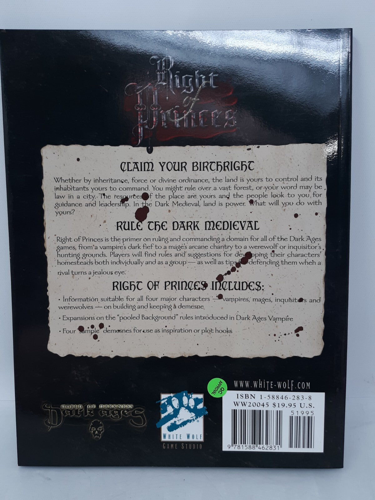 DARK AGES RIGHT OF PRINCES (WORLD OF DARKNESS (WHITE WOLF By Stephen Dibesa