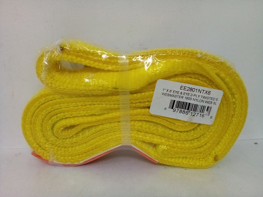 Webmaster EE2801NTX6 1" x 6' Eye & Eye 2-Ply Twisted Nylon Web Sling - 1600 lbs