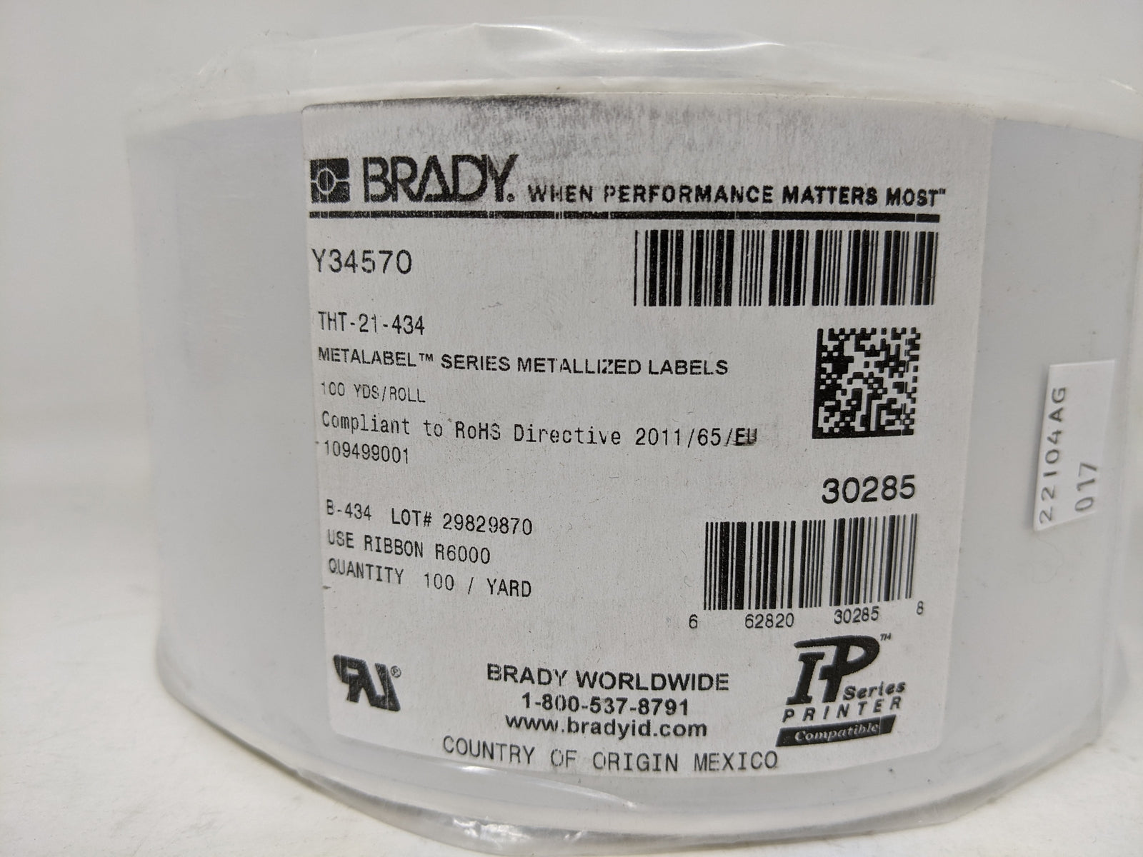 Brady Metalabel Series Metallized Labels - 100 Yards