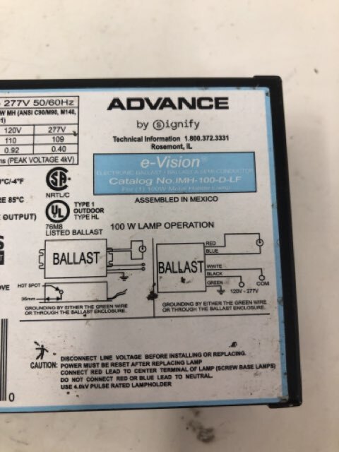 Philips Advance IMH100DLFM Metal Halide Electronic Ballast, 100W, 120/277V