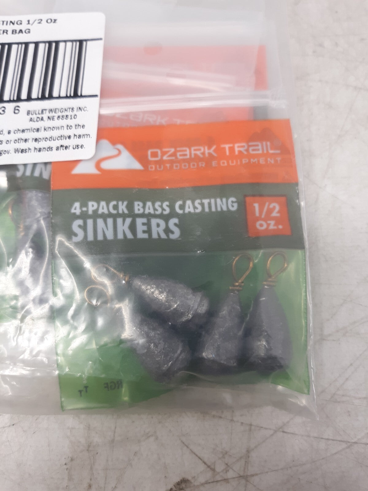 Ozark Trail OZT-SS12 Bass Casting Sinkers 1/2 oz 6 Bags Lot of 24
