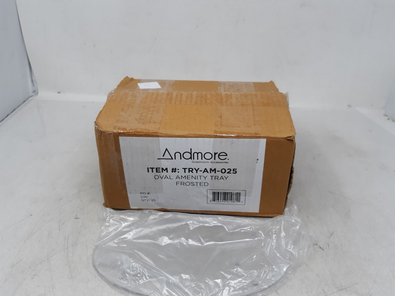 Andmore #TRY-AM-025 Frosted Amenity Tray, Oval, Case of 25
