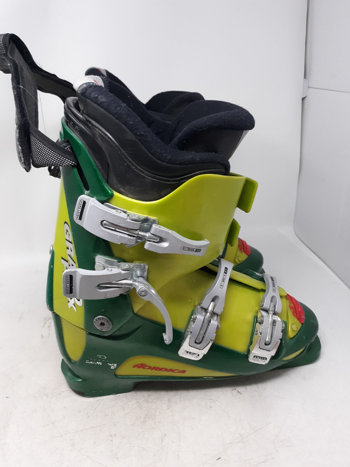 Nordica Grand Prix Racing Ski Boots - Green & Yellow - 4-Buckle - Adjustable Fit