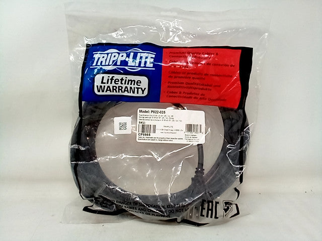 Tripp Lite Model P022-025 25 Ft. Power Extension Cord, NEMA 5-15P to NEMA 5-15R