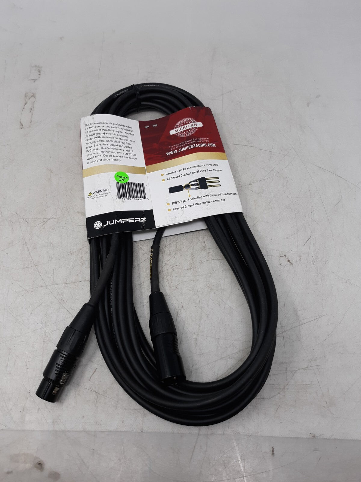 Jumperz JGM-25 25FT Gold Line XLR Microphone Cable - Made in USA