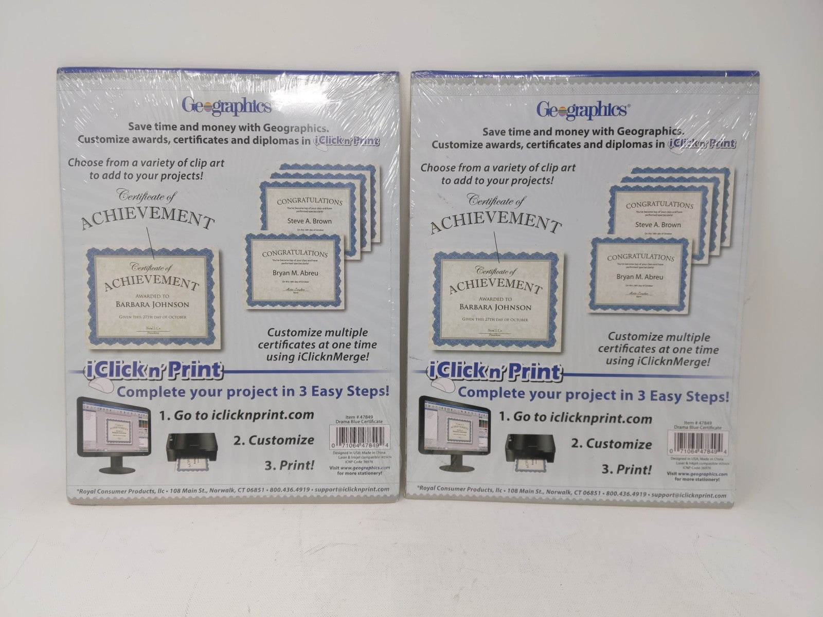 Geographics  Certificate 47849 Blue Royalty Border 30/Pack