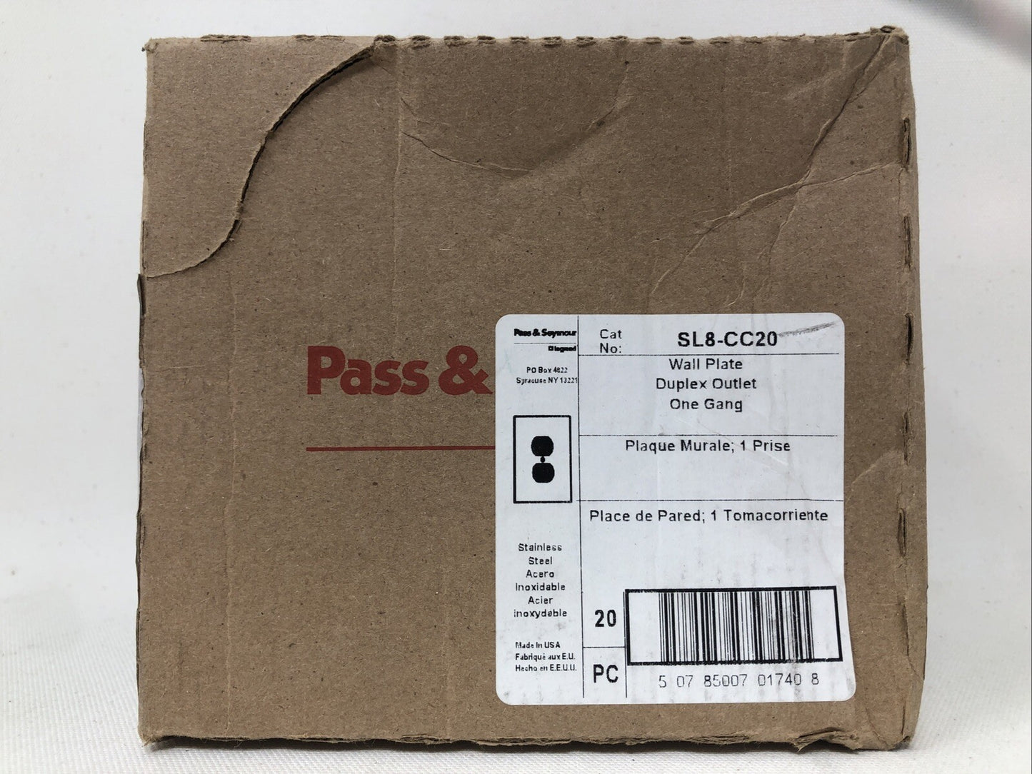 (20 PACK) LEGRAND PASS & SEYMOUR METAL WALL PLATE 1 GANG DUPLEX SL8-CC20