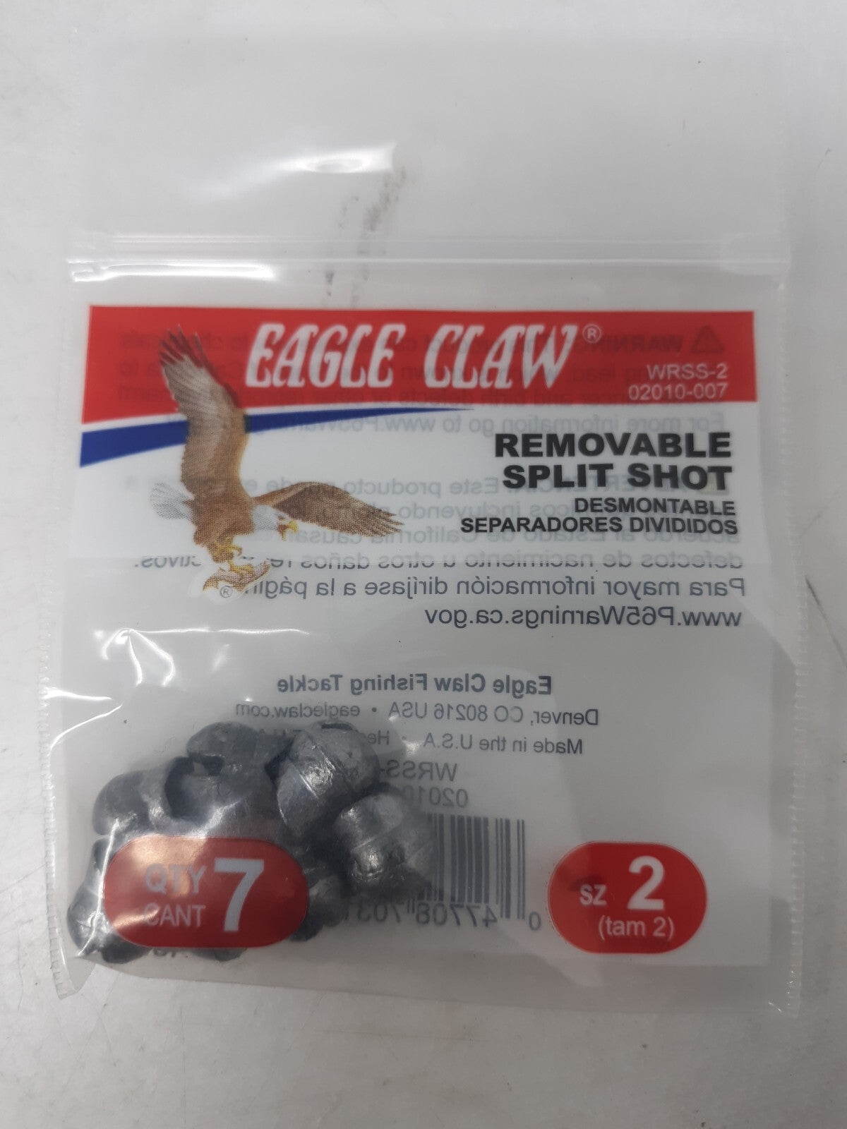 Eagle Claw WRSS-2 Removable Split Shot Size 2 Sinkers Lot of 12 Packs (84 Pcs)