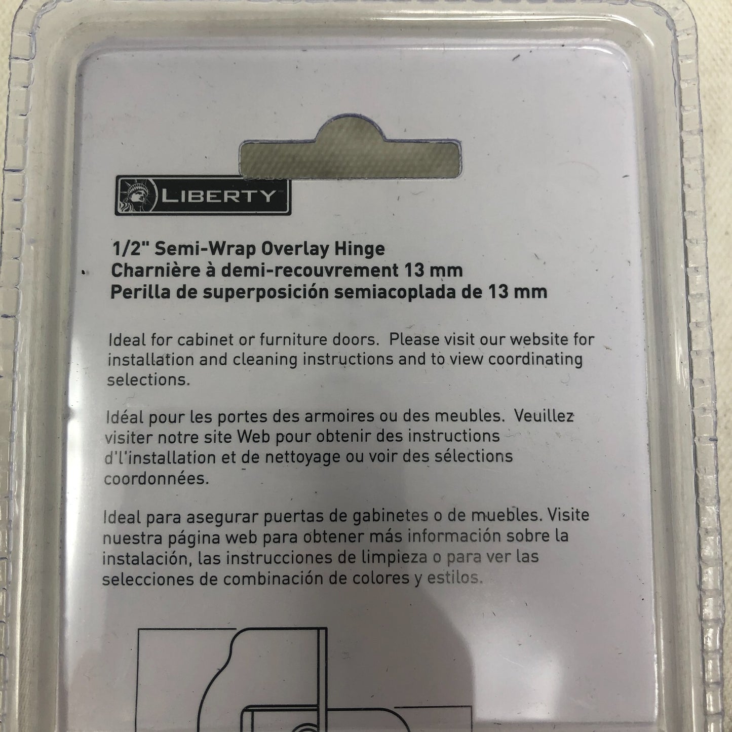 Liberty 1/2" Semi-wrap Overlay Hinge Pair Satin Nickel