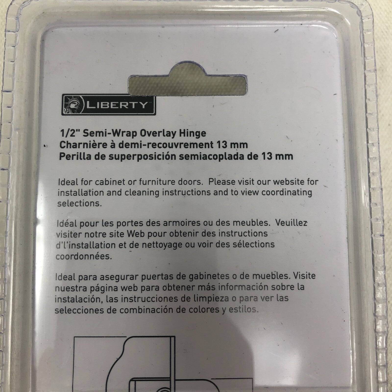 Liberty 1/2" Semi-wrap Overlay Hinge Pair Satin Nickel