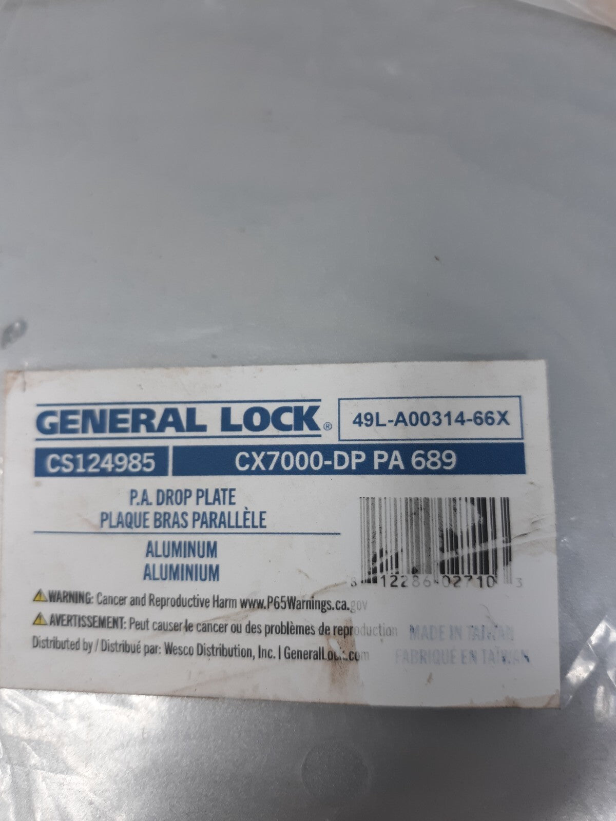 General Lock Pa Drop Plate Aluminum CX7000-DP-PA 689 CS124985