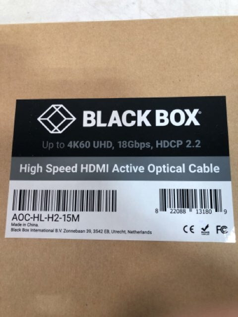BLACK BOX AOC-HL-H2-15M High Speed HDMI 2.0 Active Optical Cable AOC 15m Black