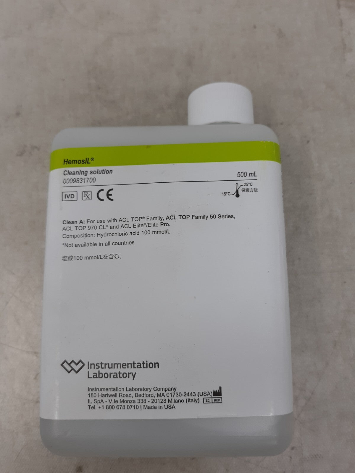 HEMOSIL CLEANING SOLUTION 0009831700 500mL ~ EXP 02/2026