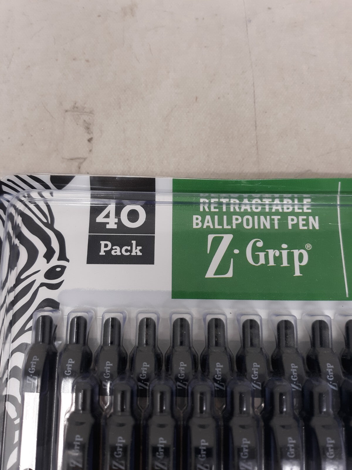40 count Zebra Z-Grip Retractable Ballpoint Pen Black Ink Medium 1.0mm