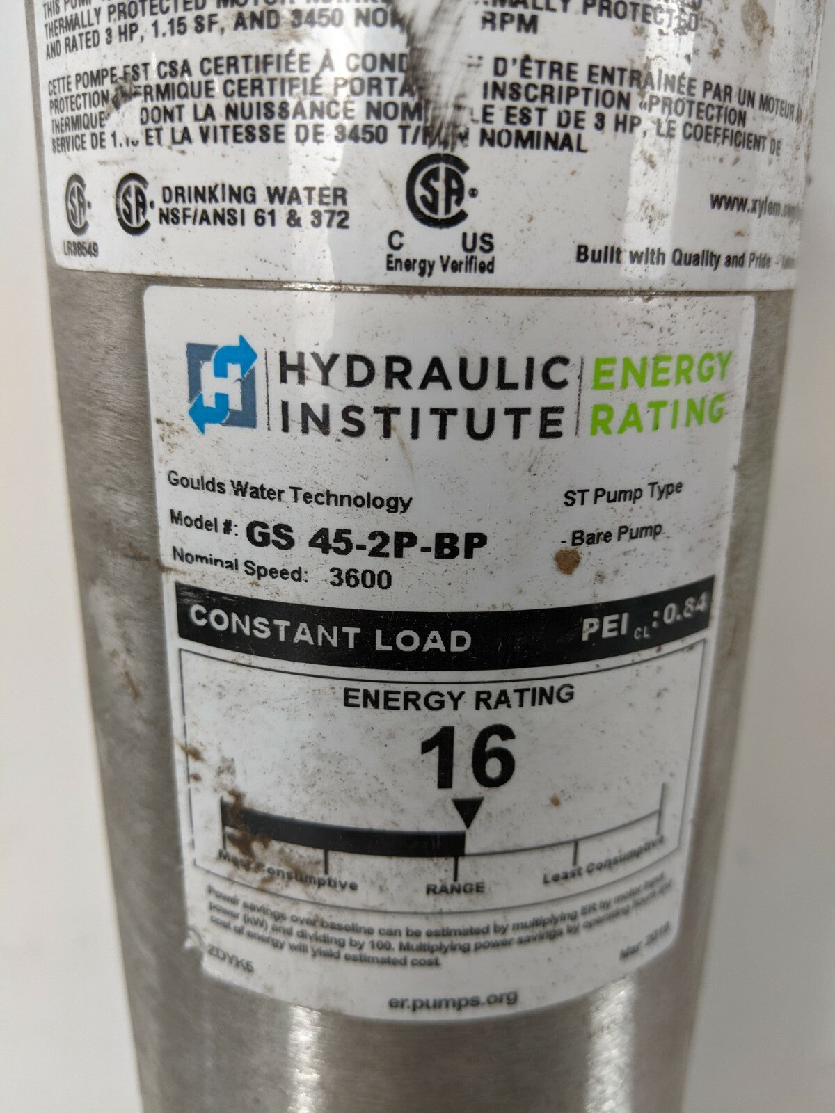 Goulds 45GS30 Wet End, Test Pump