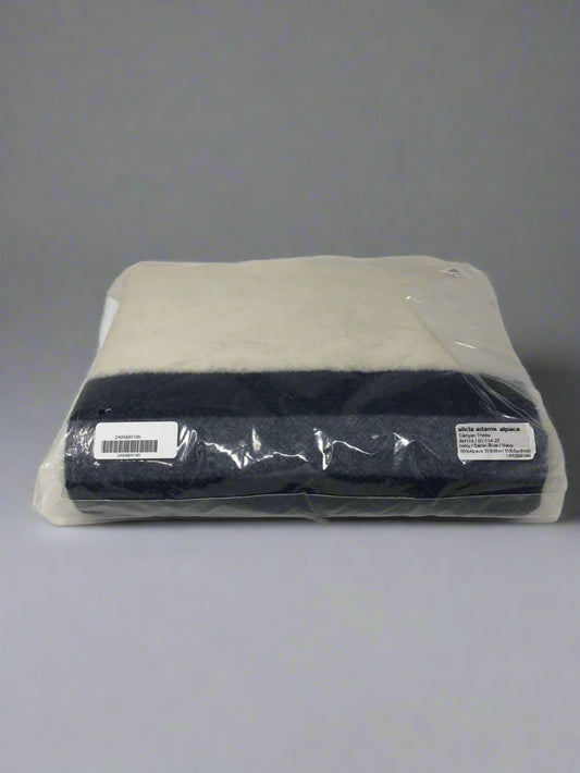 alicia adams alpaca Canyon Throw ~ Genuine Alpaca Wool Blanket, Ivory/Blue/Navy