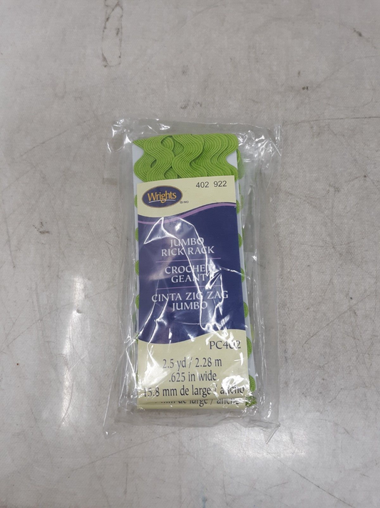 Wrights Sewing Jumbo Rick Rack 5/8 inch 2 1/2 Yards Leaf Green (3-Pack)