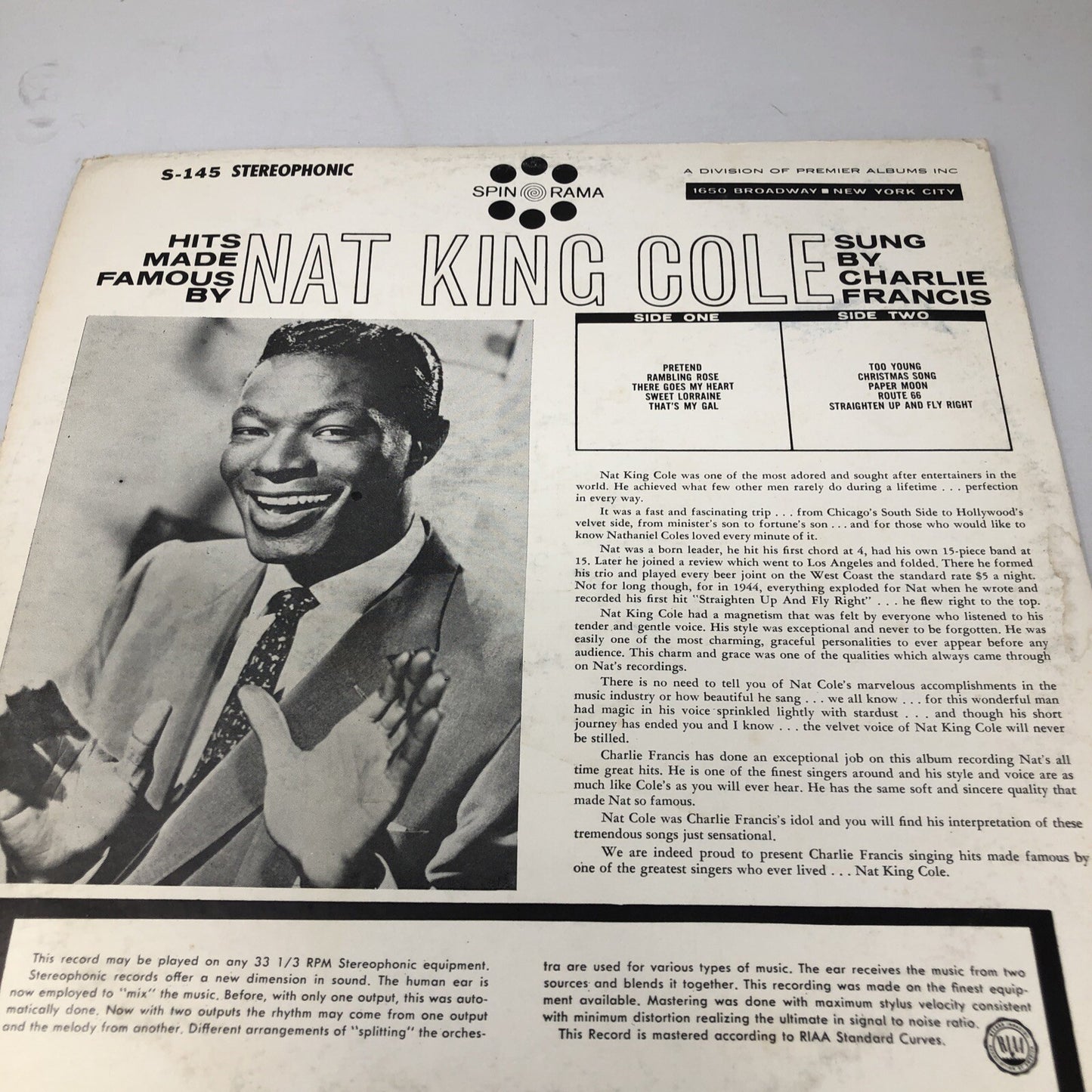 Hits Made Famous By Nat King Cole Sung by Charlie Francis
