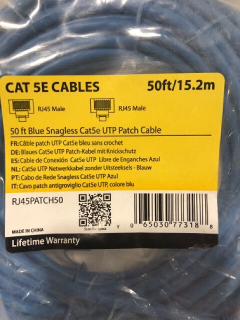 StarTech.com RJ45PATCH50 CAT 5E Cables 50ft. Blue Snagless UTP Patch Cable Blue