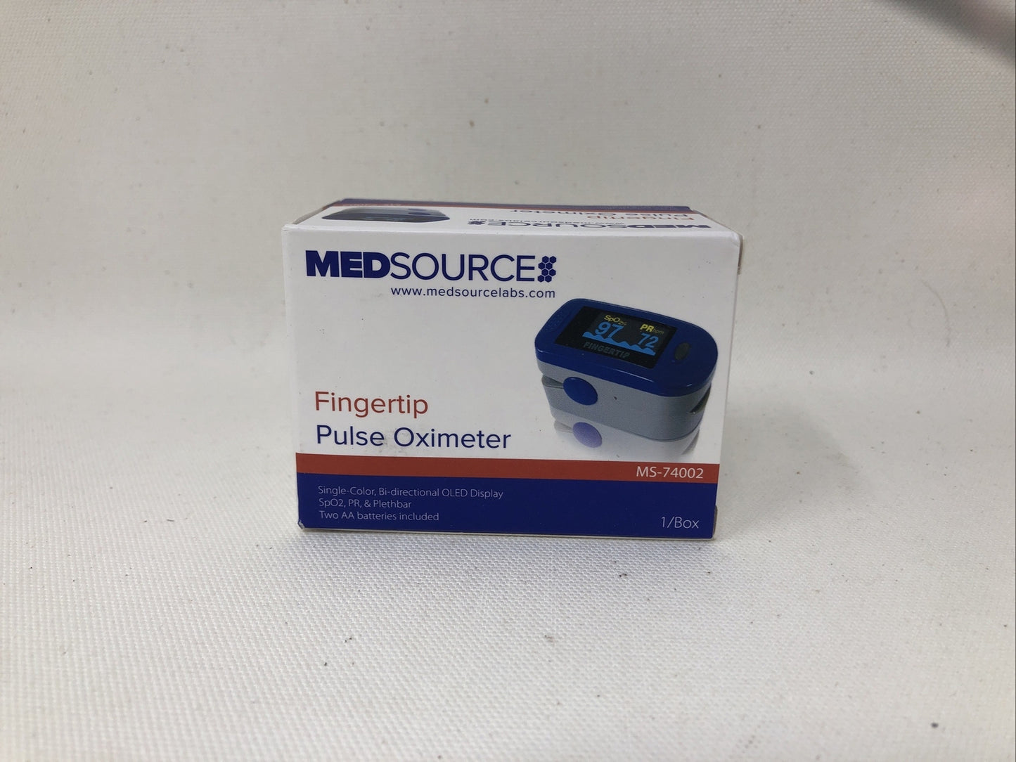 NEW MEDSOURCE Fingertip Pulse Oximeter Fingertip, Blue OLED Display - MS-74002