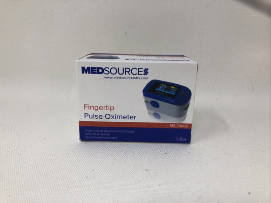 NEW MEDSOURCE Fingertip Pulse Oximeter Fingertip, Blue OLED Display - MS-74002