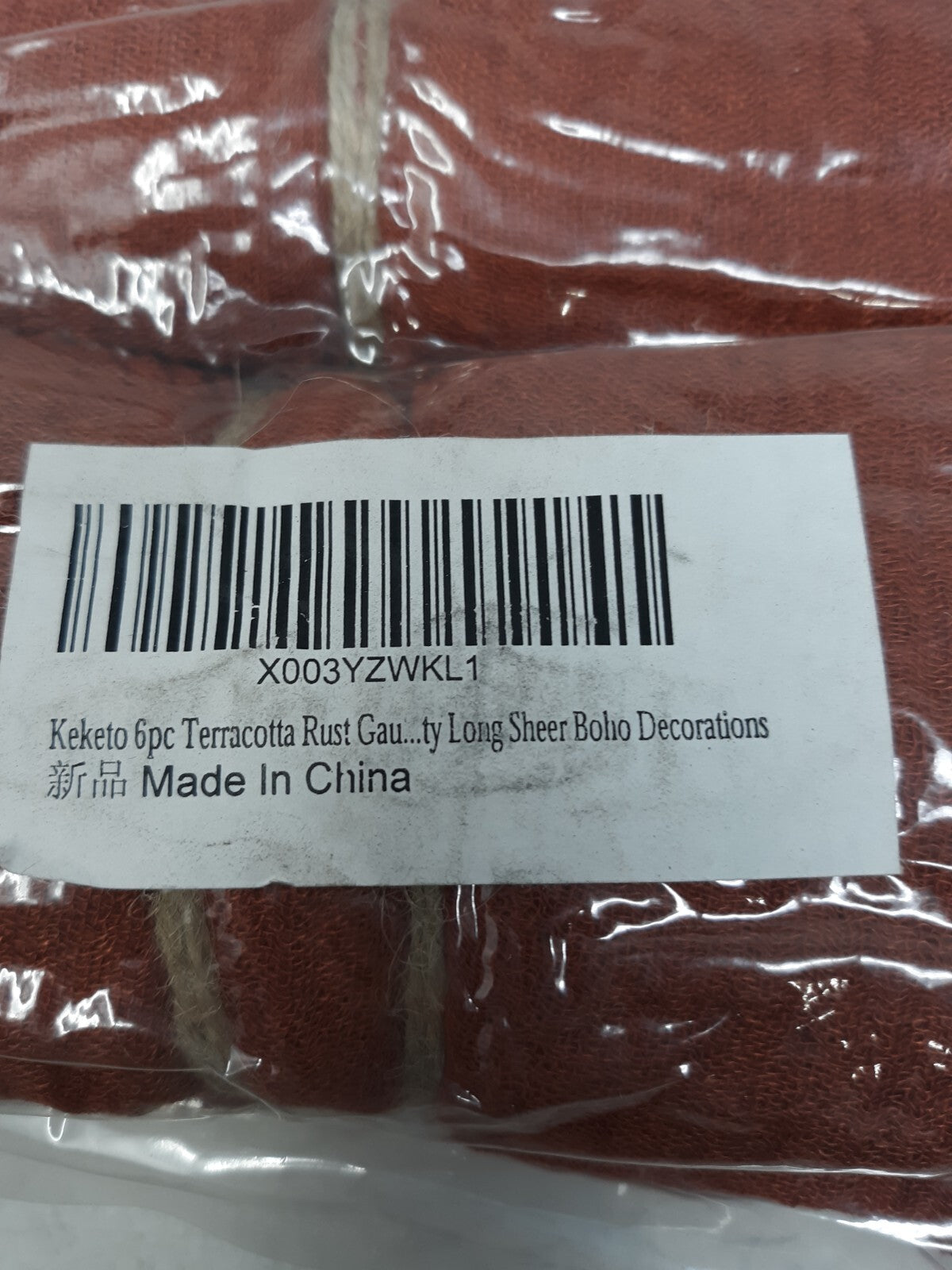 Keketo 6pc Terracotta Rust Gauze Sheer Boho Decorations