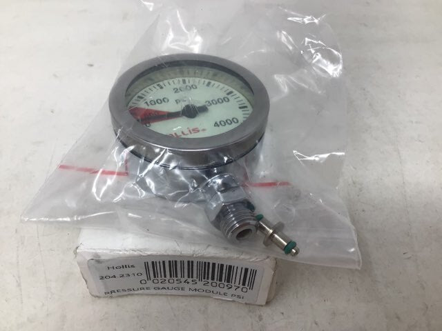 Hollis 204.2310 Pressure Gauge Module PSI Metal w/o Boot Dive Gauge