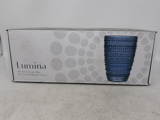 Godinger Lumina Blue Highball Glasses, Set of 4