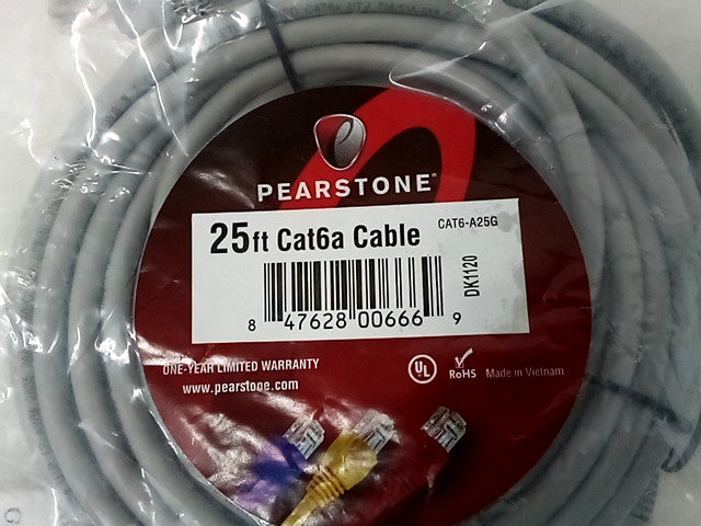 PEARSTONE 25ft Cat6a Cable