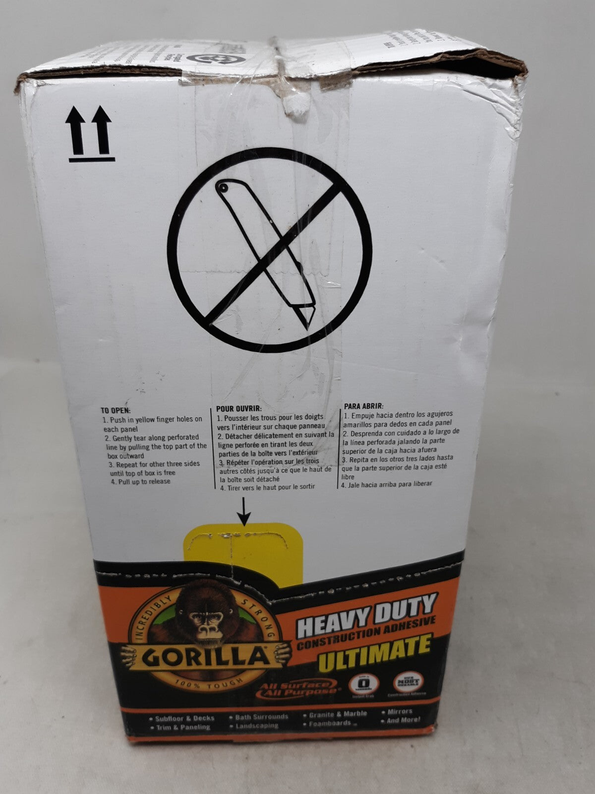 Gorilla Construction Adhesive 9 Oz Moisture Resistant Paintable White 12 Pack