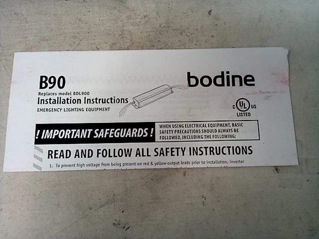 Philips Bodine 3240 W, 600 Lm Linear Fluorescent Emergency Ballast B90