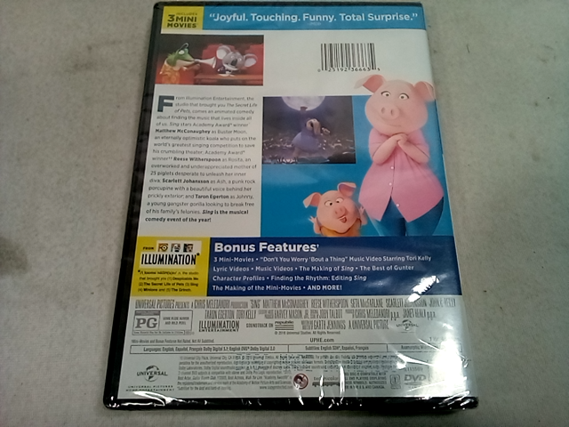 Universal Studios Home Entertainment Sing (DVD) - Rated PG, Includes 3 Mini Movi