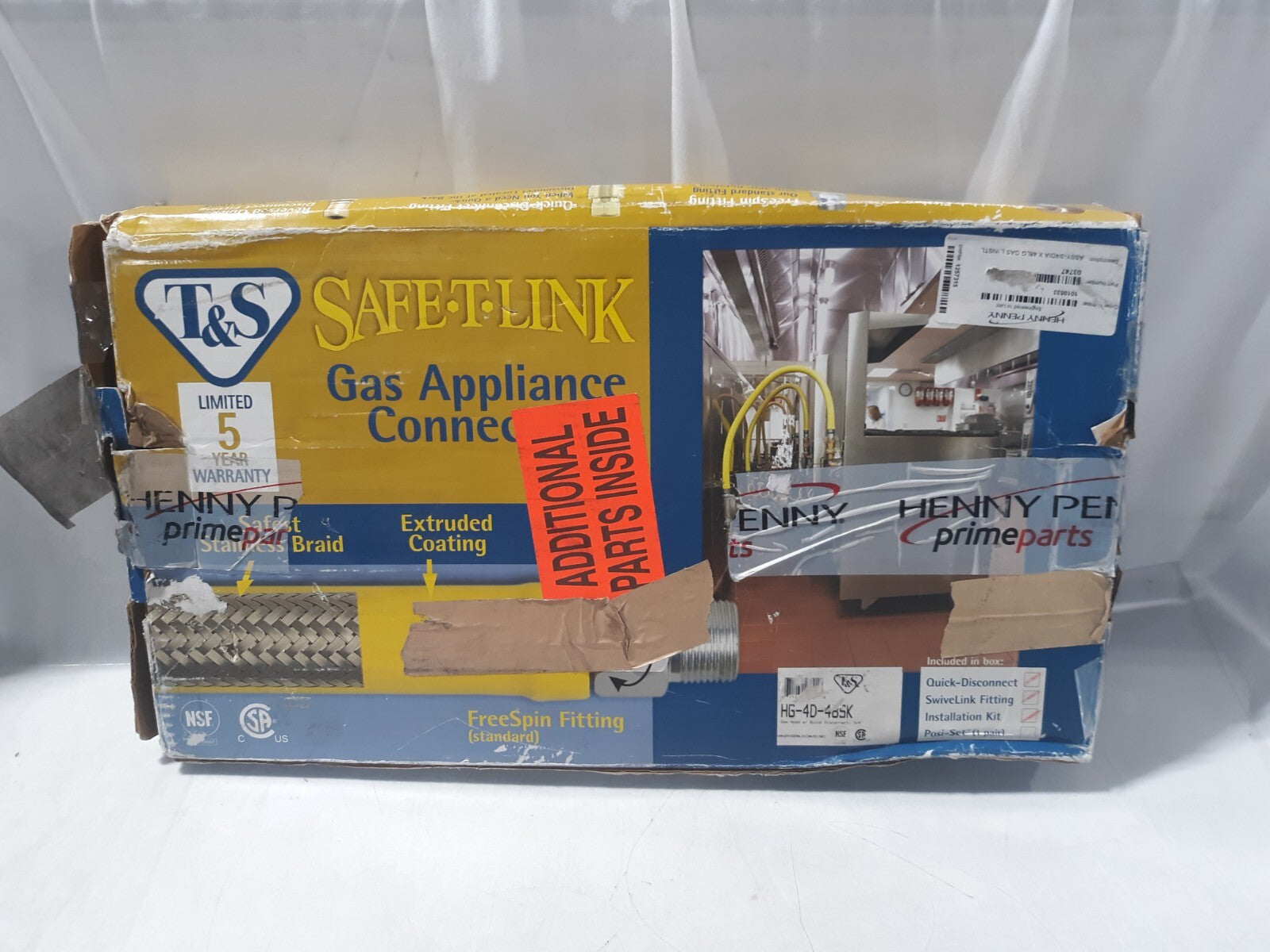 T&S BRASS 2 PIECE QUICK DISCONNECT GAS HOSE APPLIANCE CONNECTOR KIT HG-4D-48SK