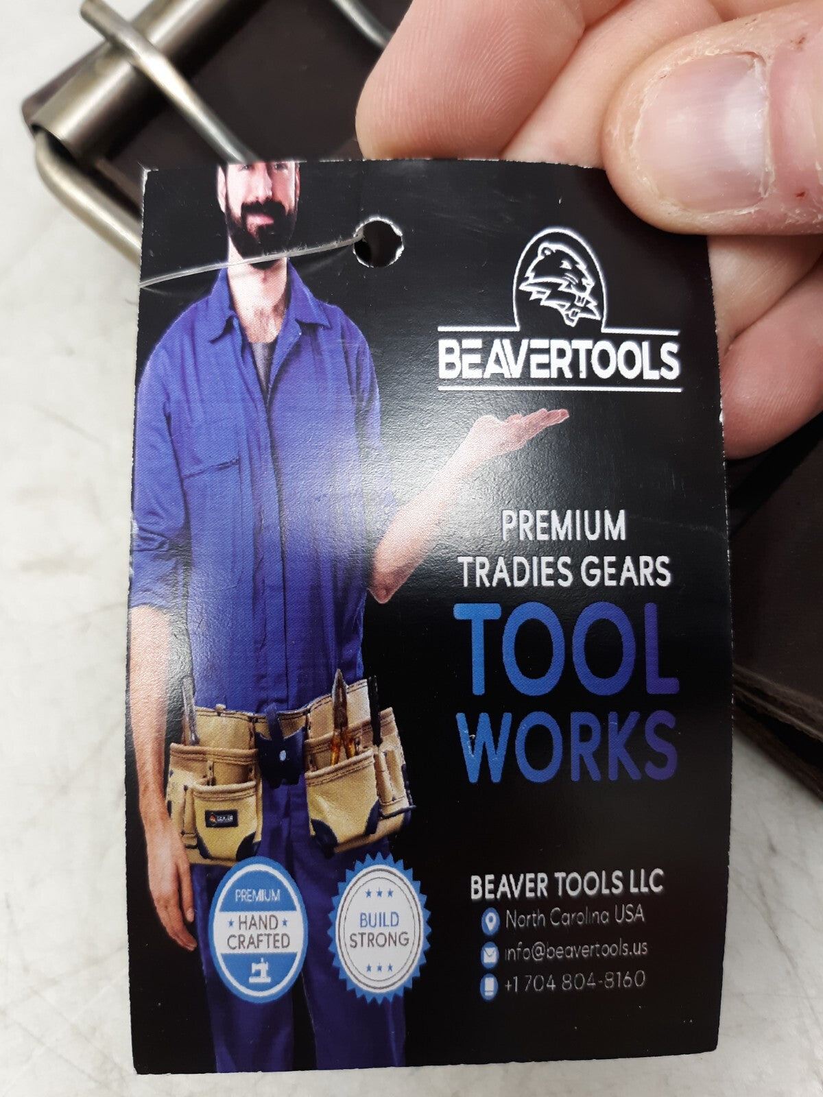 Beavers Tools Heavy-Duty Leather Work Belt - Double Prong Buckle, Brown