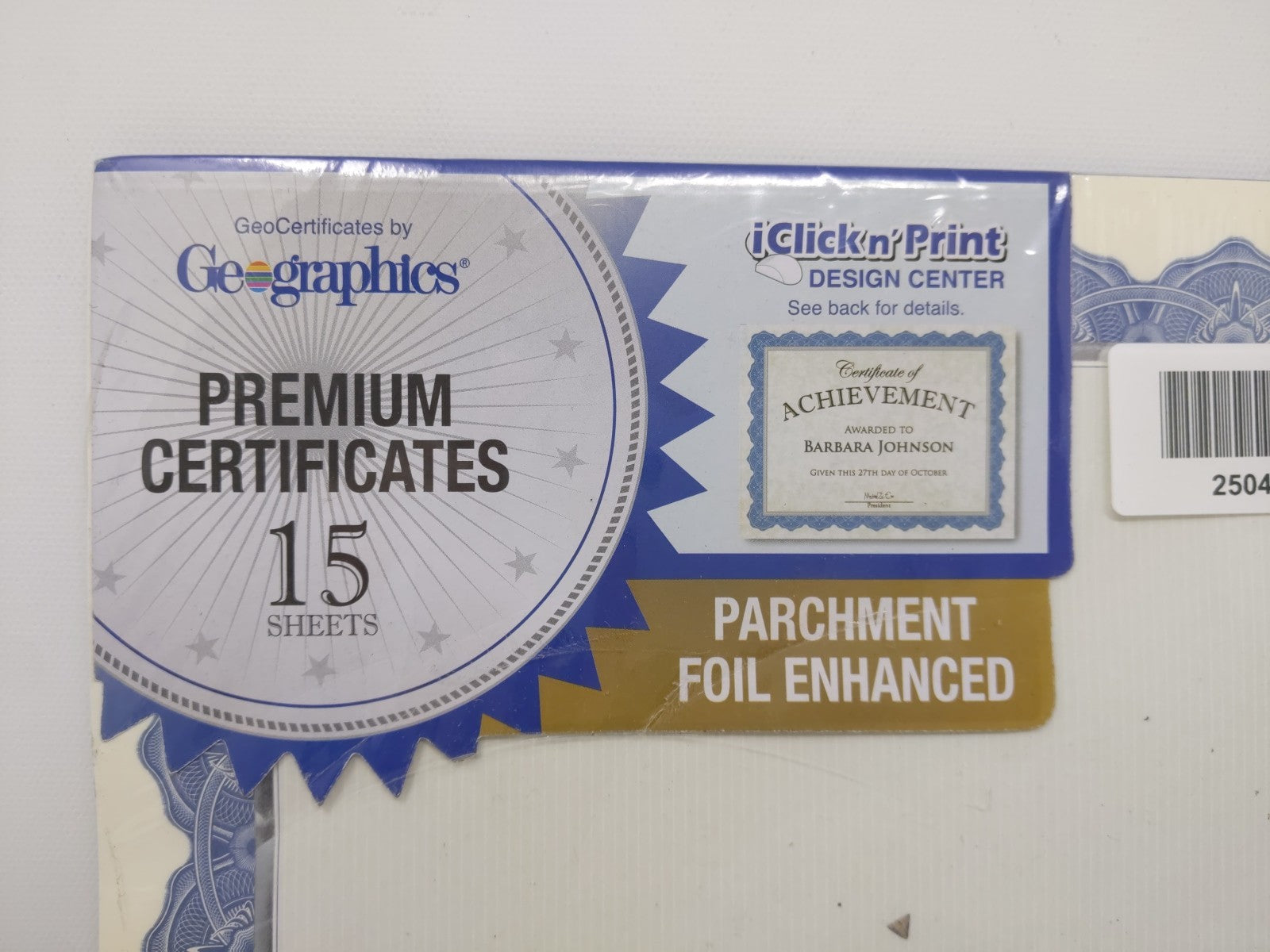 Geographics  Certificate 47849 Blue Royalty Border 30/Pack