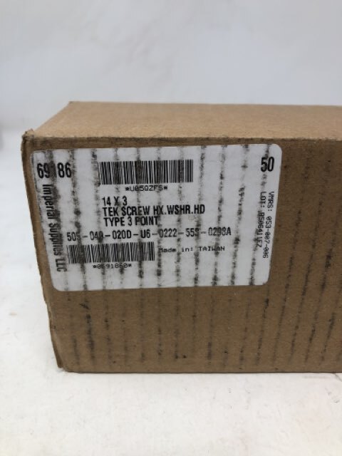 Imperial Supplies 14x3 TEK Screw HX.WSHR.HD Type 3 point 69186 50ct