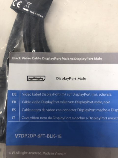 V7 Seven Video Display Port Male Adapter Cable Cord Black
