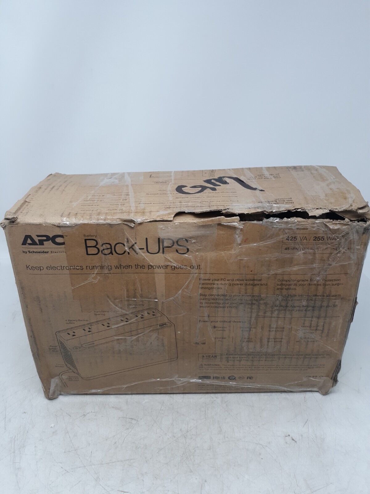 APC Back-UPS 425VA 255W Battery Backup & Surge Protector (Model BE425M)