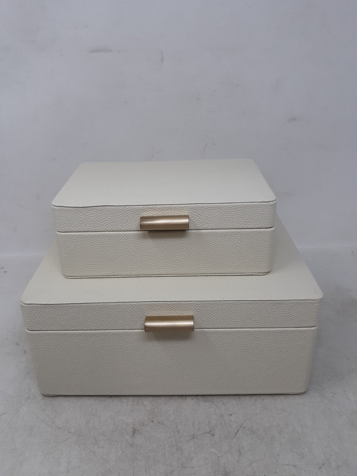 Quince Shagreen Leather Decorative Storage Boxes Set Of 2