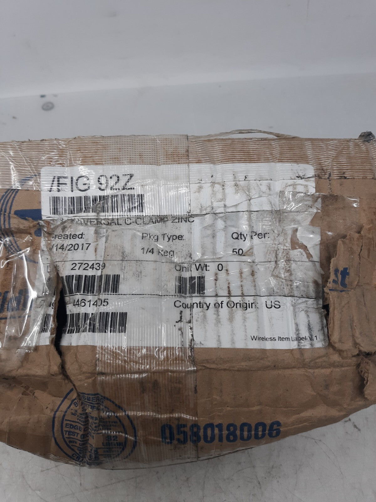 Lot of 50 B-Line FIG 92Z Universal C-Clamp 3/8"-24 Zinc Plated Steel