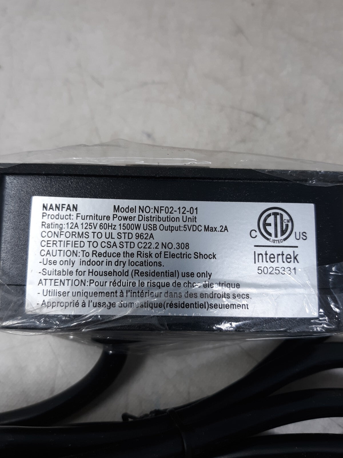 NANFAN Furniture Power Distribution Unit 2 USB Ports & 2 Outlets BLACK