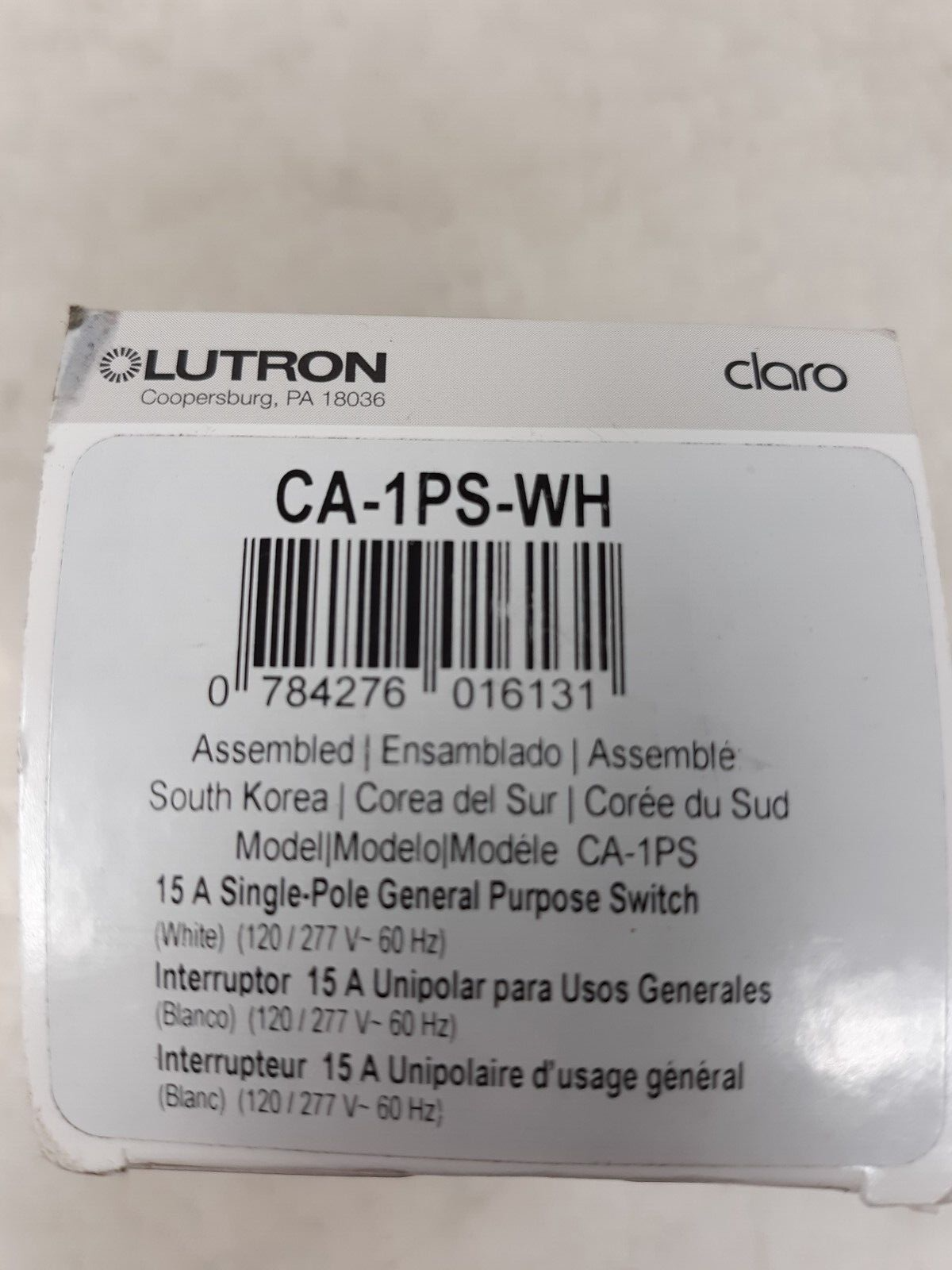 CA-1PS-LA- Lutron Claro 15-A General Purpose Switch Single-Pole - Light Almond